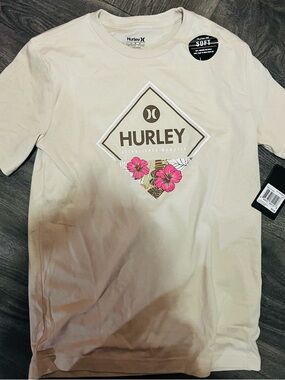 Hurley Cream Graphic Tee with Subtle Beige Tone